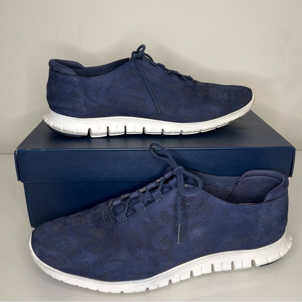 COLE HAAN zerogrand perf trnr in Blue Perforated Nubuck Leather Size 10.5 B
